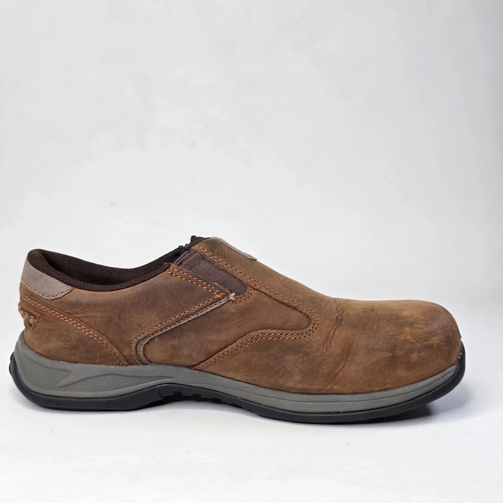 Red Wing Mens Safety Toe Shoes Size 8.5 Brown Leather Slip On Oil Slip Resistant
